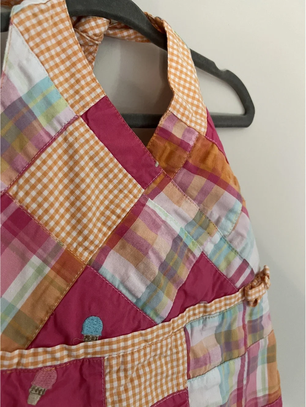 Y2K Gymboree Orange Pink Ice Cream Patchwork Halter Dress